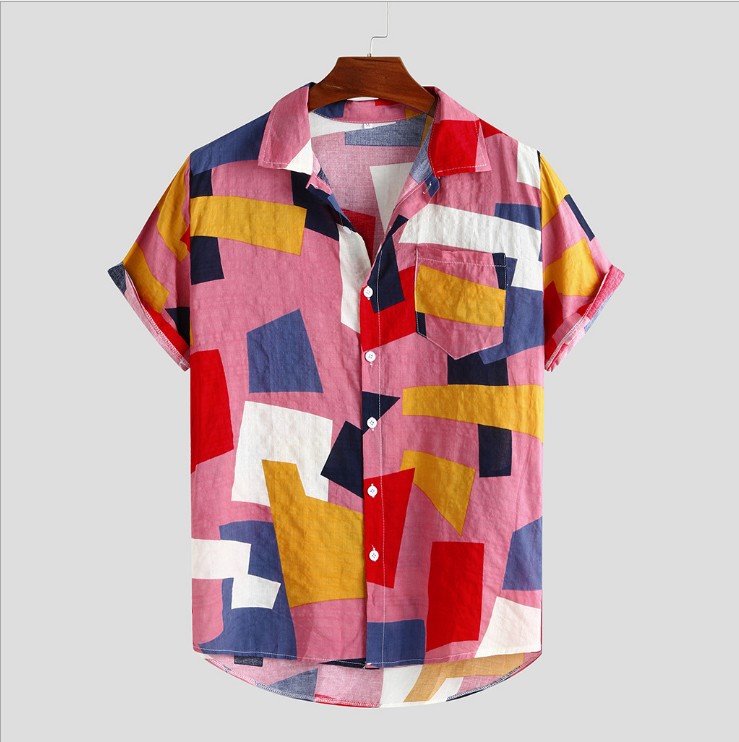 Floral patterned cardigan shirt with short sleeves