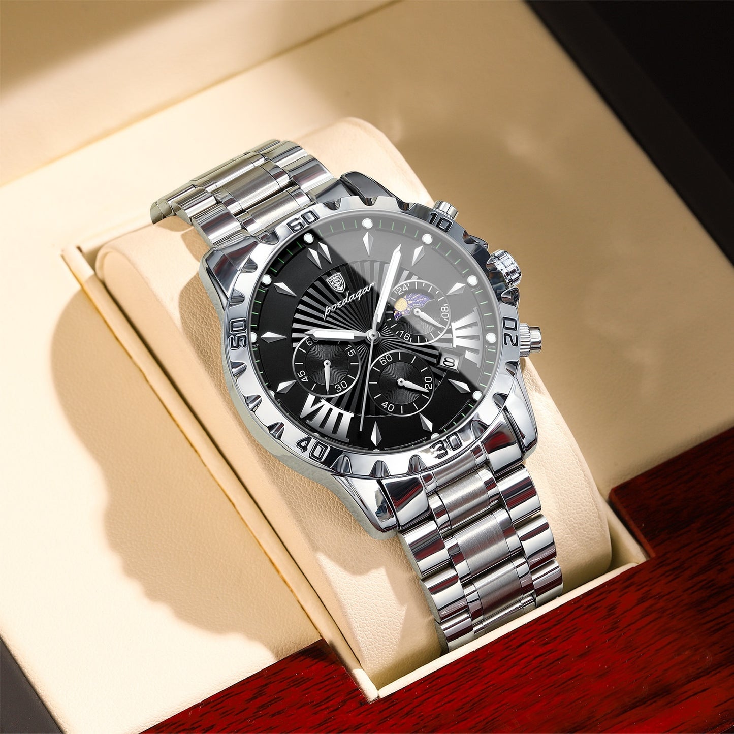 Multifunctional Moon Phase Mens Watch