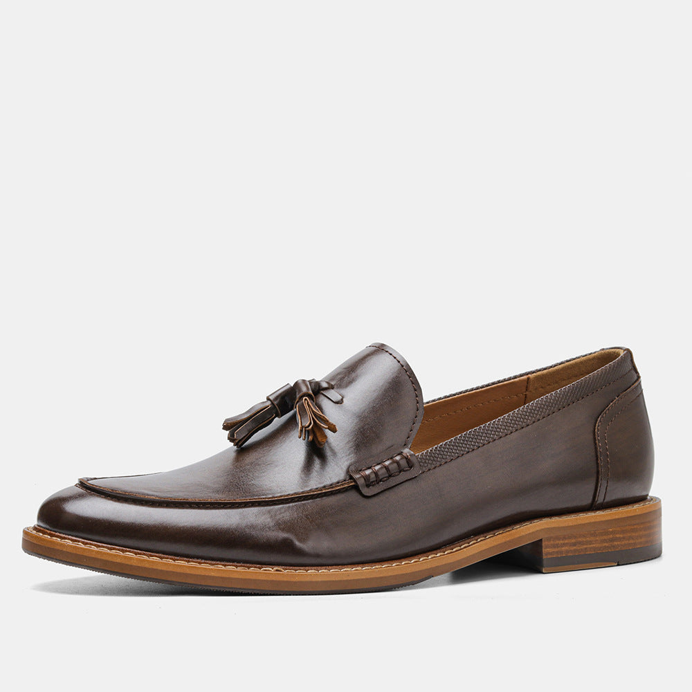 American Size Wood Grain Tassel Foreign Trade Formal Shoes Loafers Slip-on