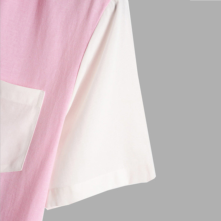 Colorblock Short Sleeve Lapel Cardigan Men's Shirt