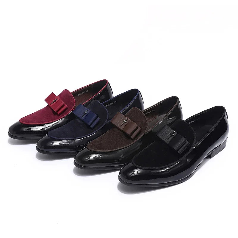 Handmade Men's Genuine Leather Patent Suede