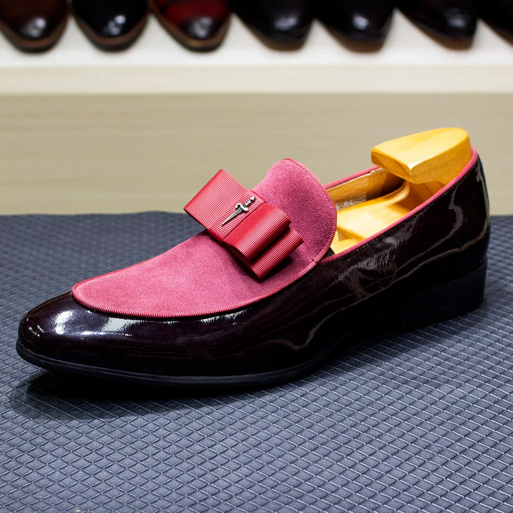 Handmade Men's Genuine Leather Patent Suede