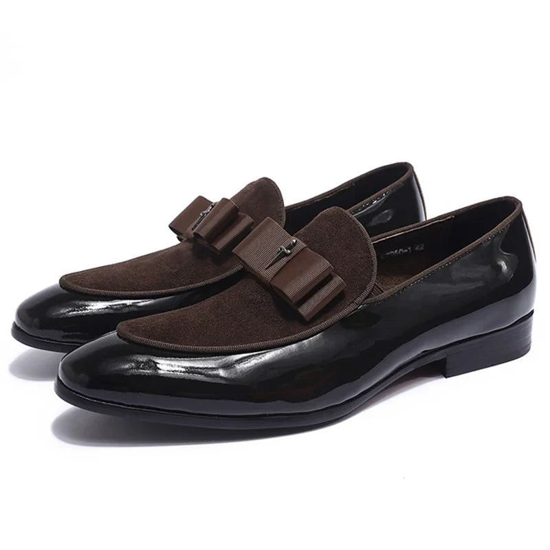 Handmade Men's Genuine Leather Patent Suede