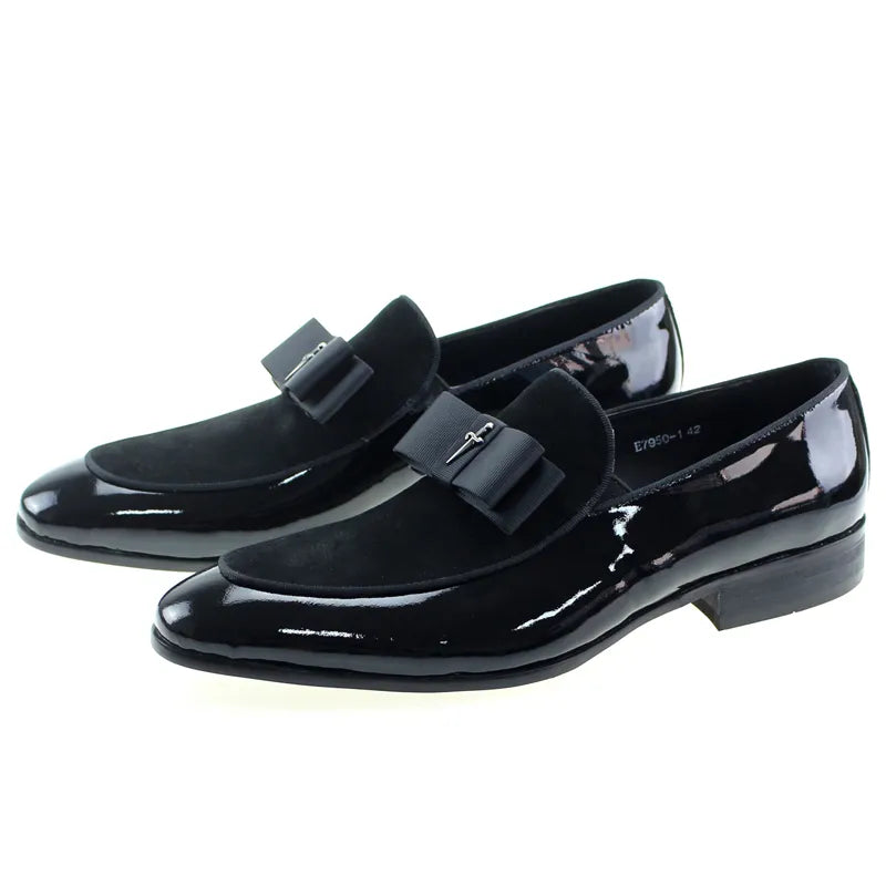 Handmade Men's Genuine Leather Patent Suede