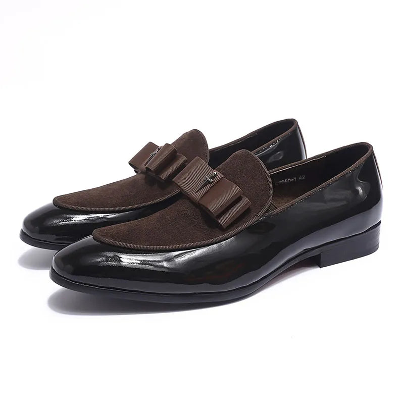 Handmade Men's Genuine Leather Patent Suede