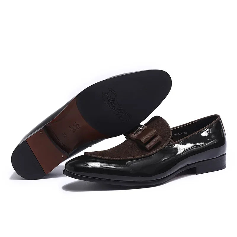 Handmade Men's Genuine Leather Patent Suede