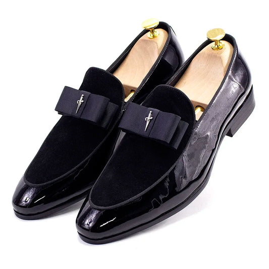 Handmade Men's Genuine Leather Patent Suede