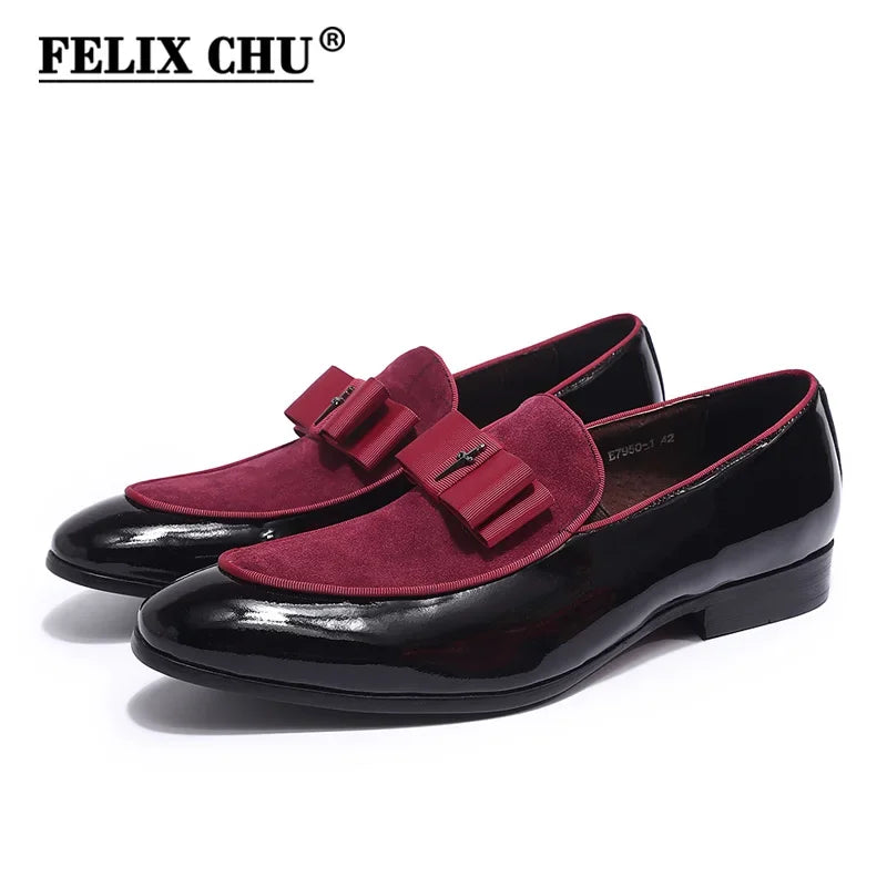 Handmade Men's Genuine Leather Patent Suede