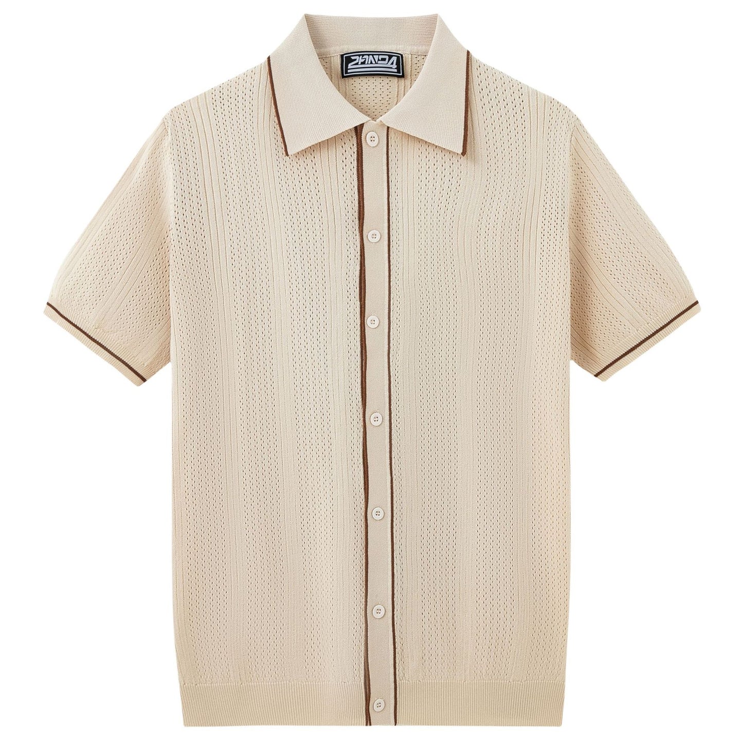 Men's Short-Sleeve Knit Top Cardigan Polo Shirt
