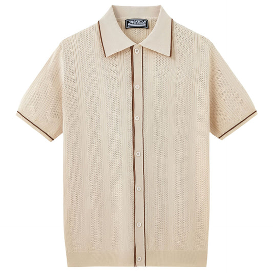 Men's Short-Sleeve Knit Top Cardigan Polo Shirt