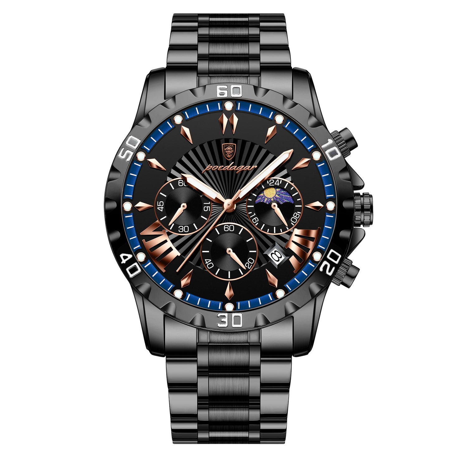Multifunctional Moon Phase Mens Watch